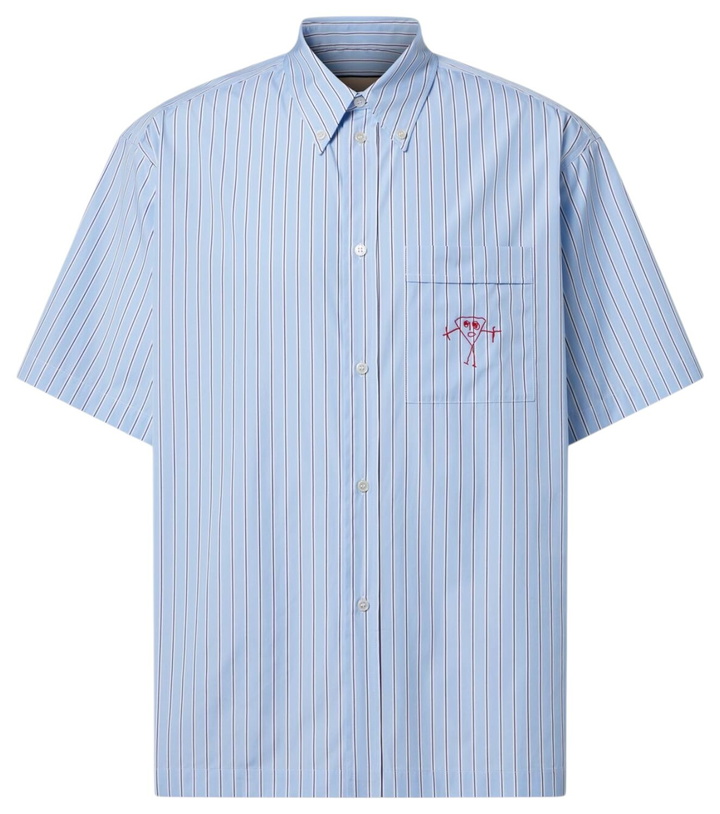 Photo: Plan C Striped cotton ooplin shirt