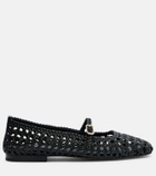 Souliers Martinez Paris woven leather Mary Jane flats