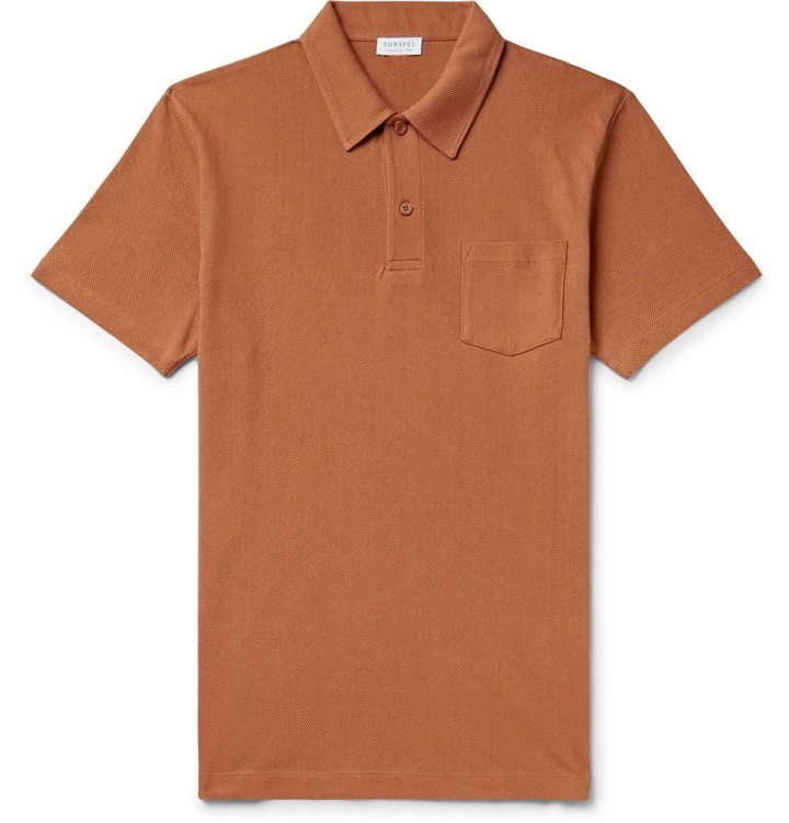 Photo: Sunspel - Riviera Slim-Fit Cotton-Mesh Polo Shirt - Camel