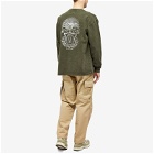 Neighborhood Men's Long Sleeve Pigment Dyed T-Shirt in Olive Drab