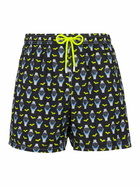 MC2 Saint Barth Man Lightweight Fabric Swim-shorts Lighting Micro Fantasy With Watches Print