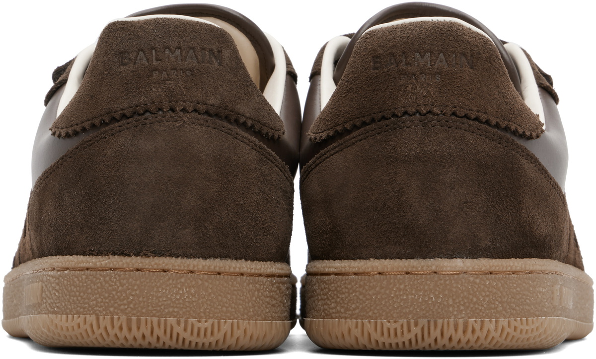 BALMAIN Brown 'Balmain Swan' Suede Sneakers