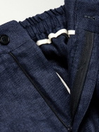 De Petrillo - Straight-Leg Pleated Linen Drawstring Trousers - Blue
