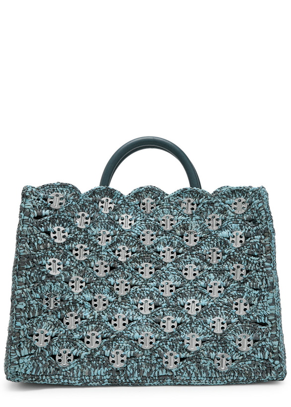 Photo: Rabanne Disc-embellished Raffia Tote - Denim - One Size