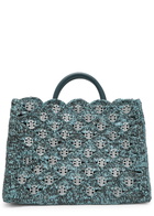 Rabanne Disc-embellished Raffia Tote - Denim - One Size