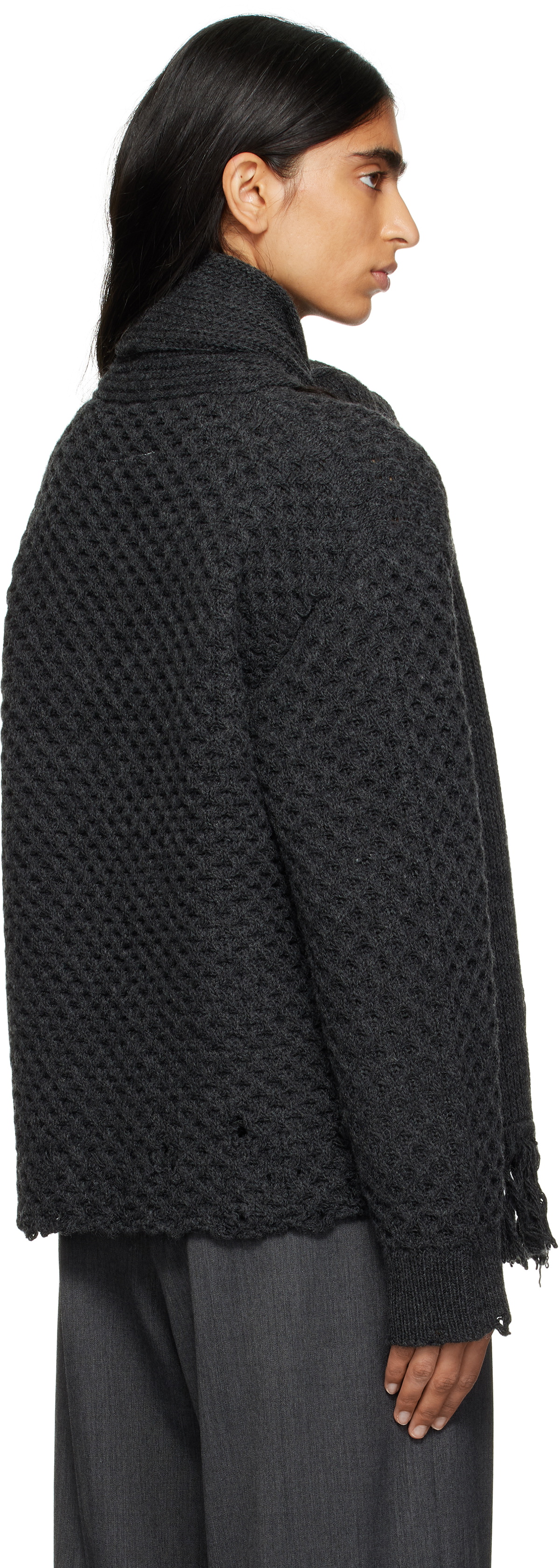 MM6 Maison Margiela Gray Scarf Knit Sweater