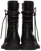 Ann Demeulemeester Black Leather Back Lace-Up Boots