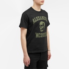 Alexander McQueen Men's Varsity Skull Logo T-Shirt in Black/Khaki
