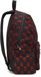 Alexander McQueen Black & Red Metropolitan Biker Skull Backpack