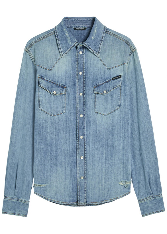 Photo: Dolce & Gabbana Distressed Denim Shirt