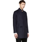 Han Kjobenhavn Navy Pinstripe Banker Coat