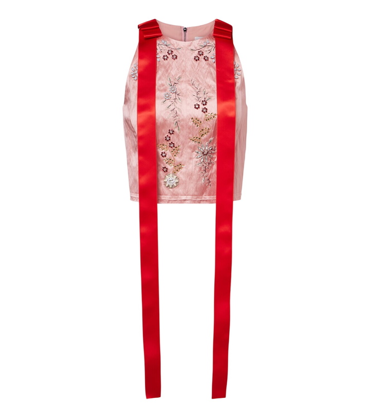 Photo: Erdem Bow-detail embellished satin crop top