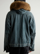 Balenciaga - Plush-Trimmed Hooded Denim Jacket - Blue