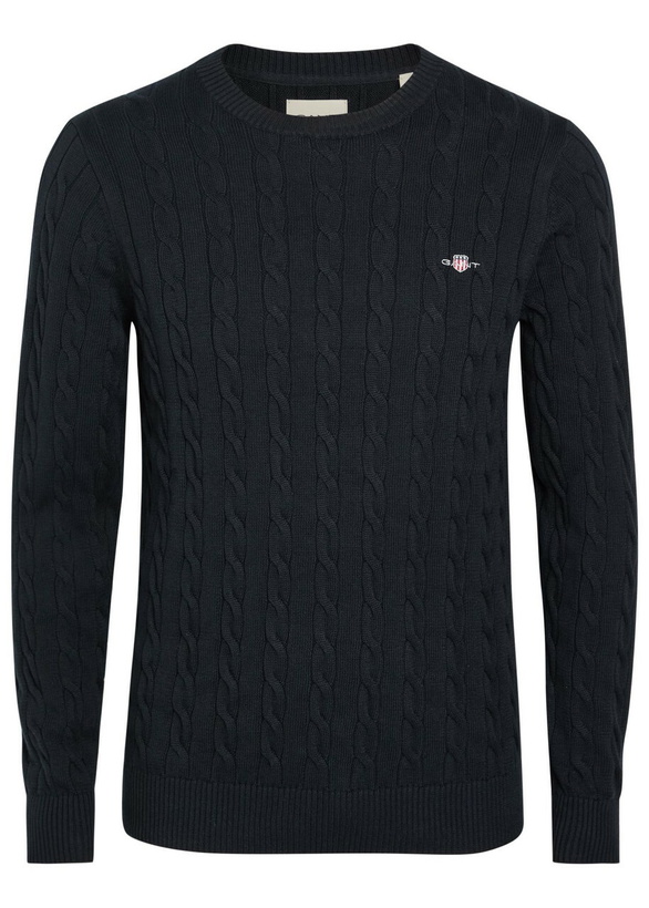 Photo: Gant Logo-embroidered Cable-knit Cotton Jumper Navy