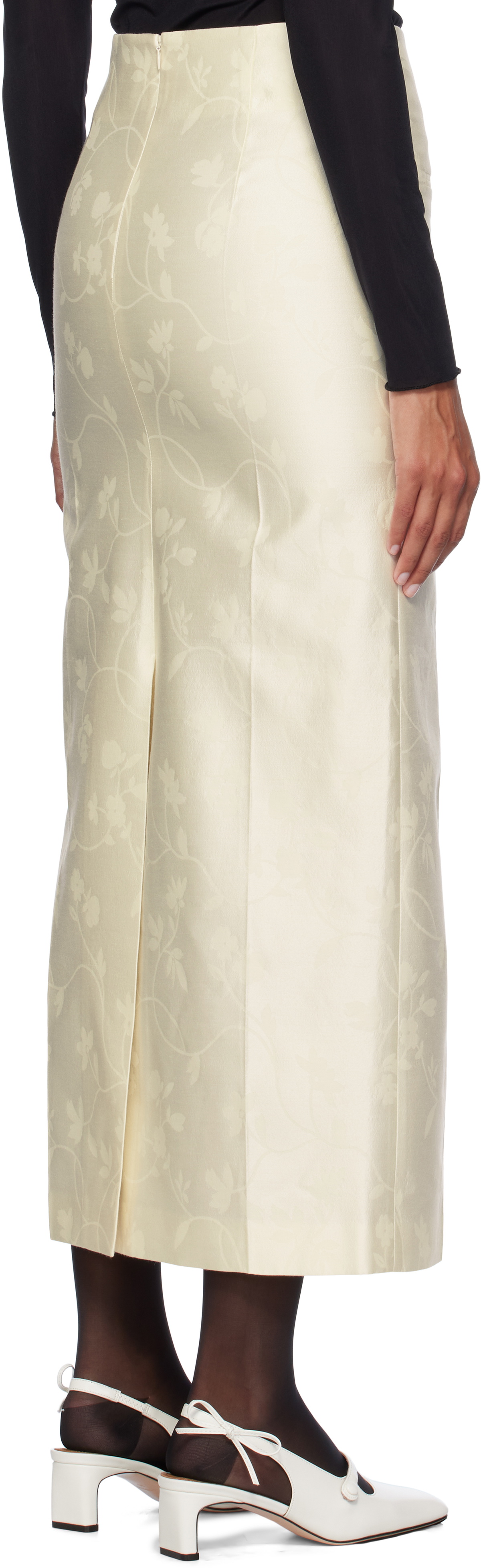 AO Yes Off-White Jacquard Maxi Skirt