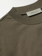 FEAR OF GOD ESSENTIALS - Oversized Logo-Flocked Cotton-Jersey T-Shirt - Brown