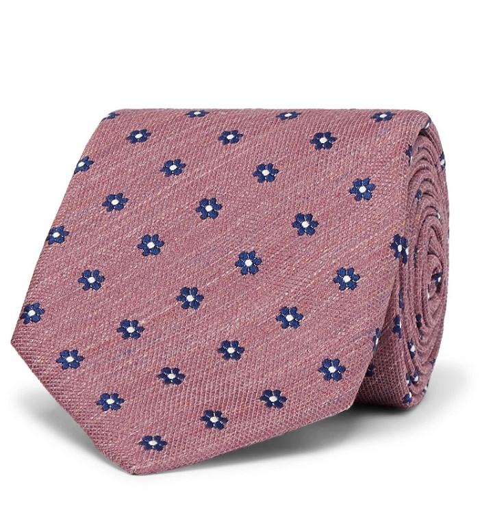 Photo: Bigi - 8cm Silk and Linen-Blend Jacquard Tie - Pink