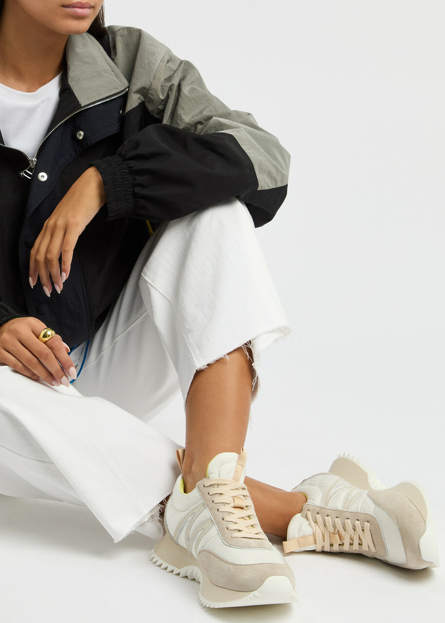 Moncler Pacey Panelled Suede Sneakers Cream