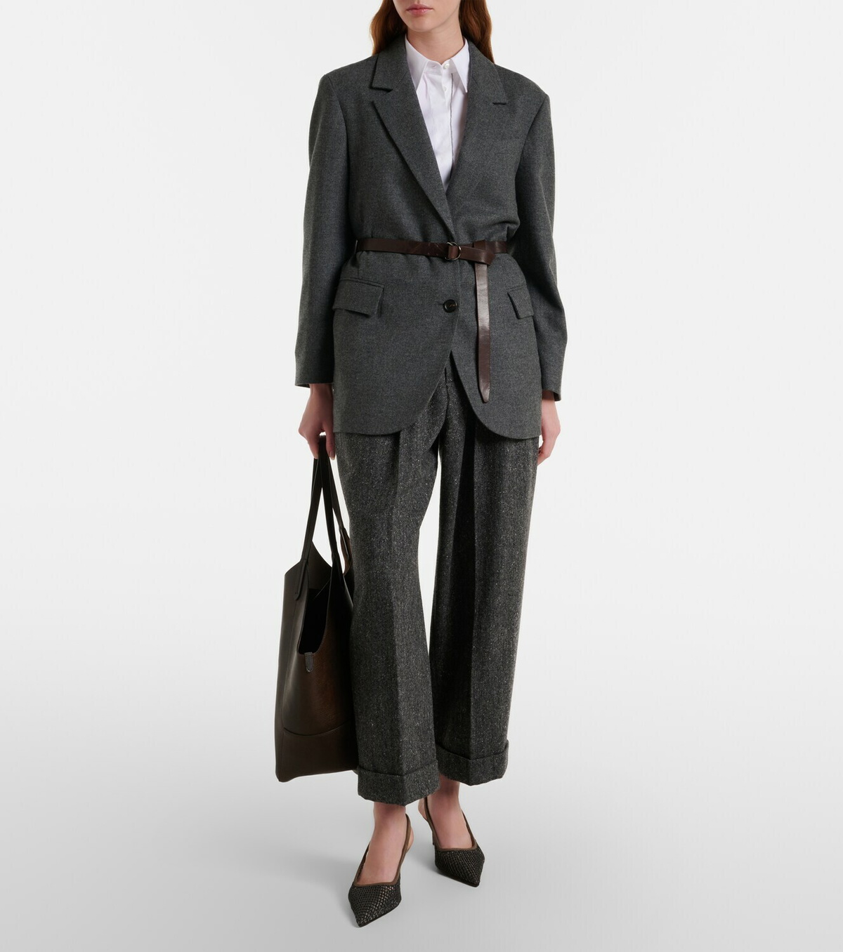 Brunello Cucinelli Belted wool and cashmere blazer
