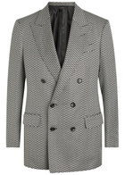 Tom Ford Double-breasted Herringbone Silk Blazer Black And White