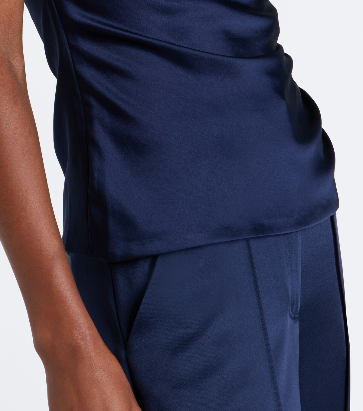 Simkhai Phoebe one-shoulder draped satin top