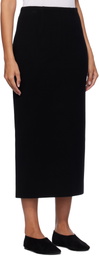 AURALEE Black Heavy Milano Rib Knit Midi Skirt