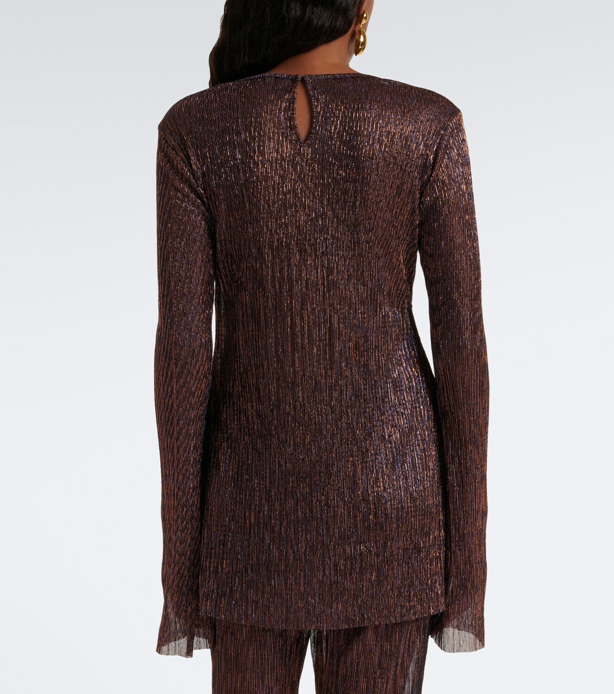 Cala de la Cruz Loreta knitted lamé top