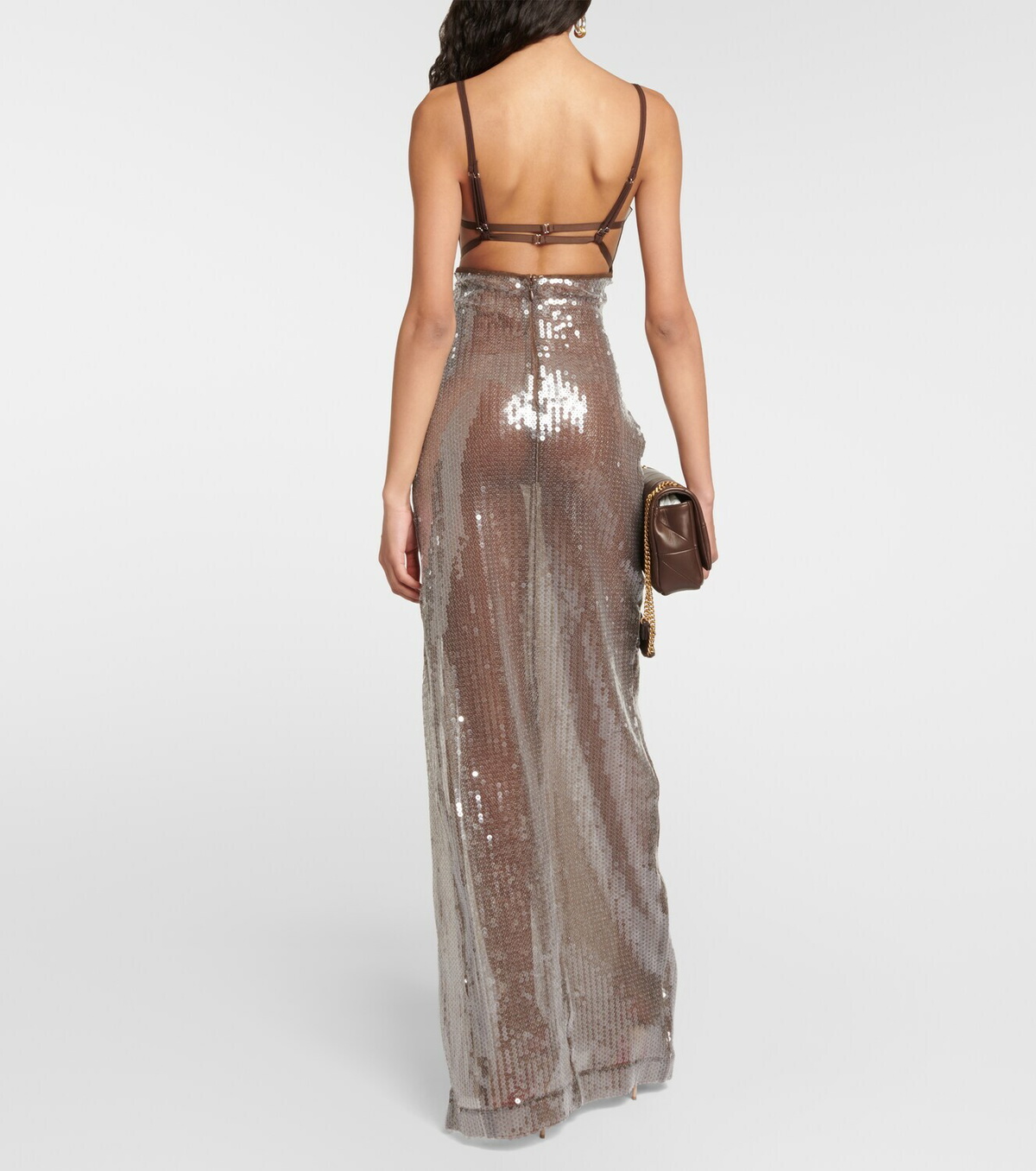Nensi Dojaka Sequined tulle-trimmed gown