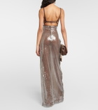 Nensi Dojaka Sequined tulle-trimmed gown