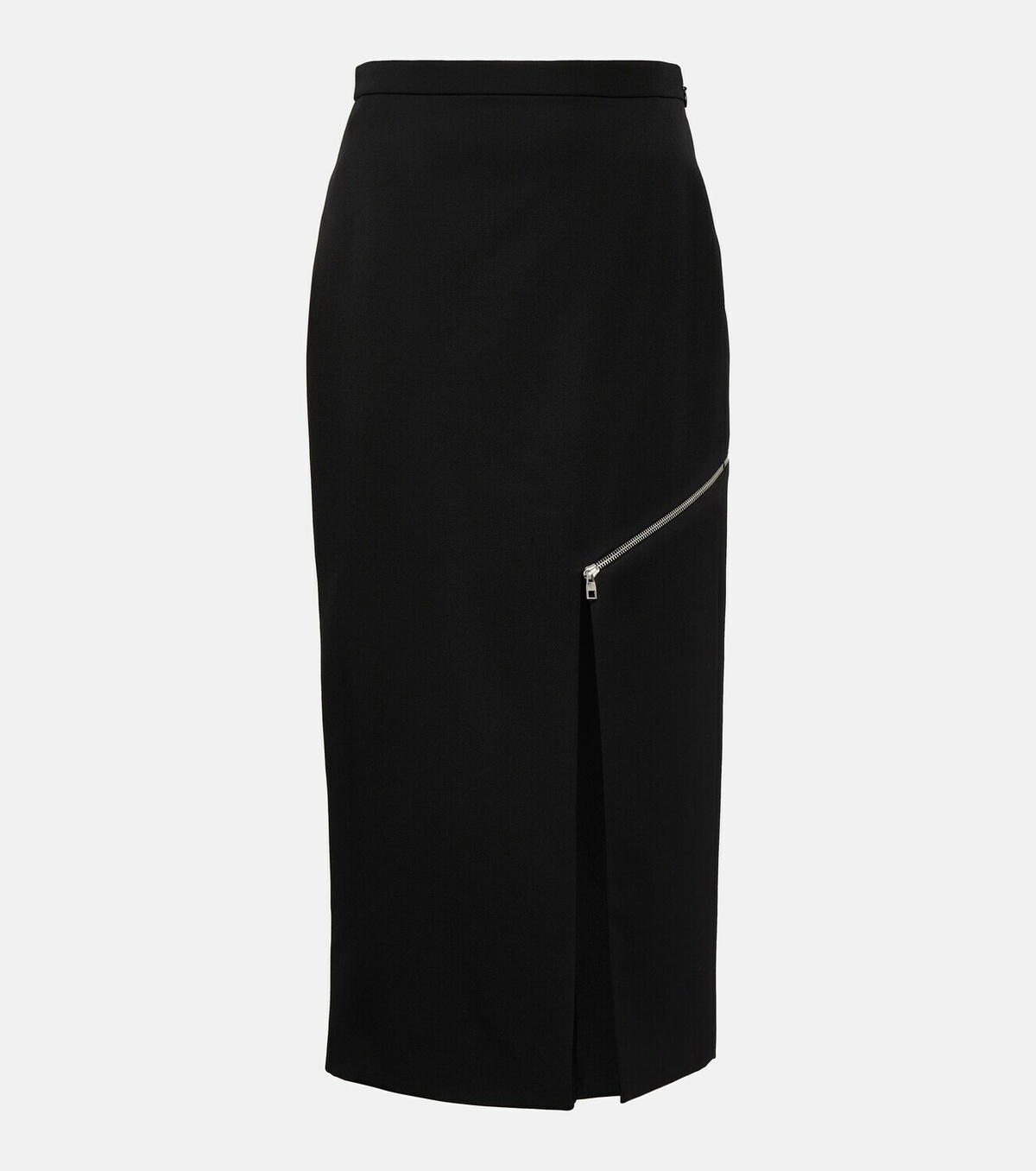 Alexander McQueen Zip-embellished wool midi skirt Alexander