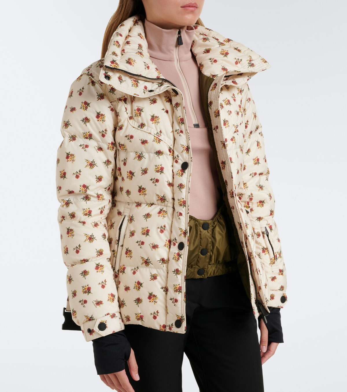 Moncler Grenoble Floral belted down ski jacket
