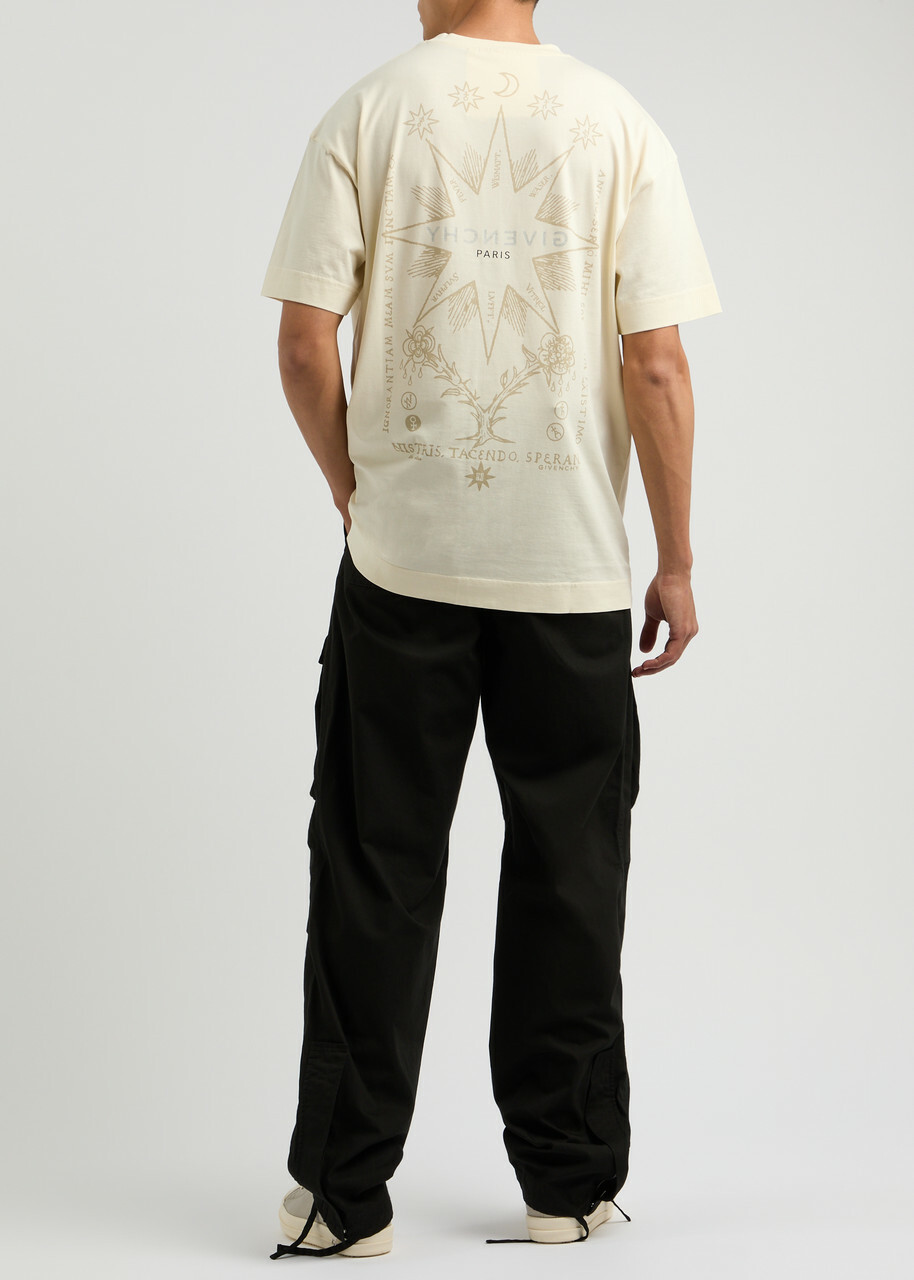 Givenchy Logo Printed Cotton T-shirt Cream Givenchy