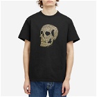 Alexander McQueen Men's Gold Skull Print T-Shirt in Black/Gold