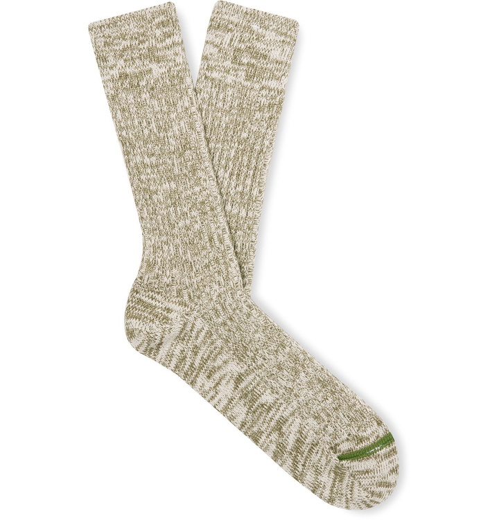 Photo: Anonymous Ism - Mélange Cotton-Blend Socks - Green