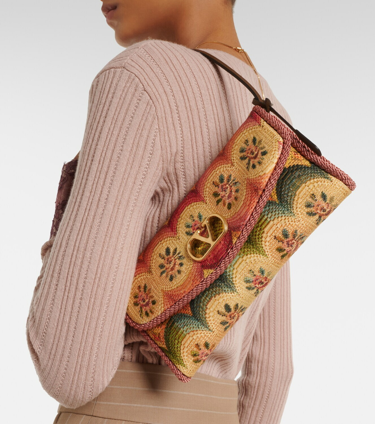 Valentino Garavani DeVain Small floral jacquard shoulder bag