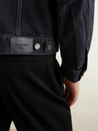 SAINT LAURENT - Leather-Trimmed Denim Trucker Jacket - Black
