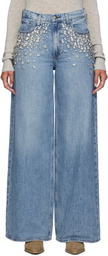 rag & bone Blue Featherweight Sofie Wide-Leg Jeans