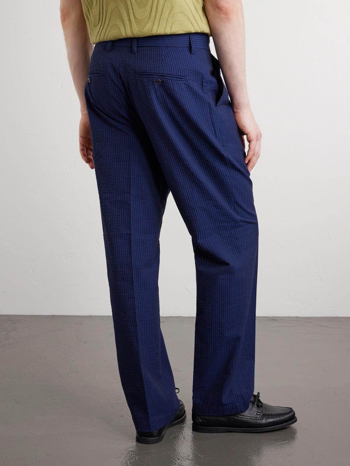 Portuguese Flannel - Atlantico Straight-Leg Organic Cotton-Seersucker Trousers - Blue