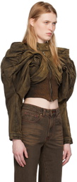 Masha Popova SSENSE Exclusive Brown Denim Jacket