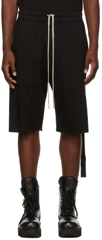 Photo: Rick Owens Drkshdw Black Organic Cotton Pusher Shorts