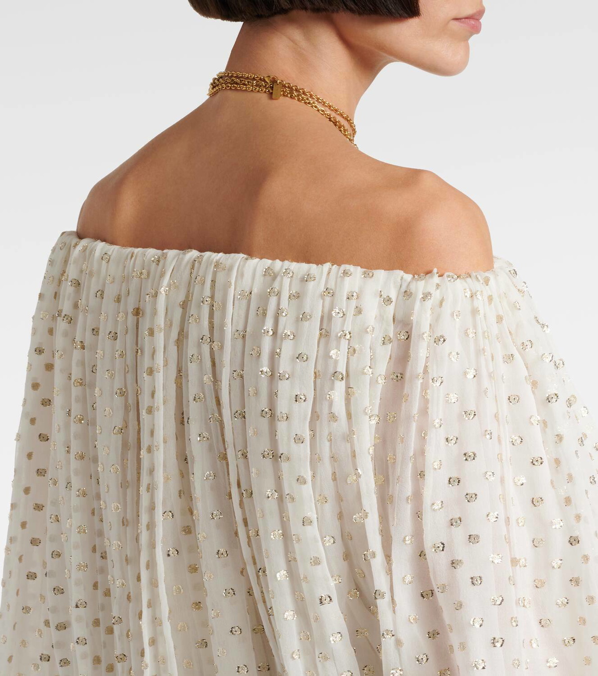 Chloé Polka-dot jacquard silk-blend mousseline top