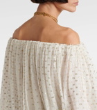 Chloé Polka-dot jacquard silk-blend mousseline top