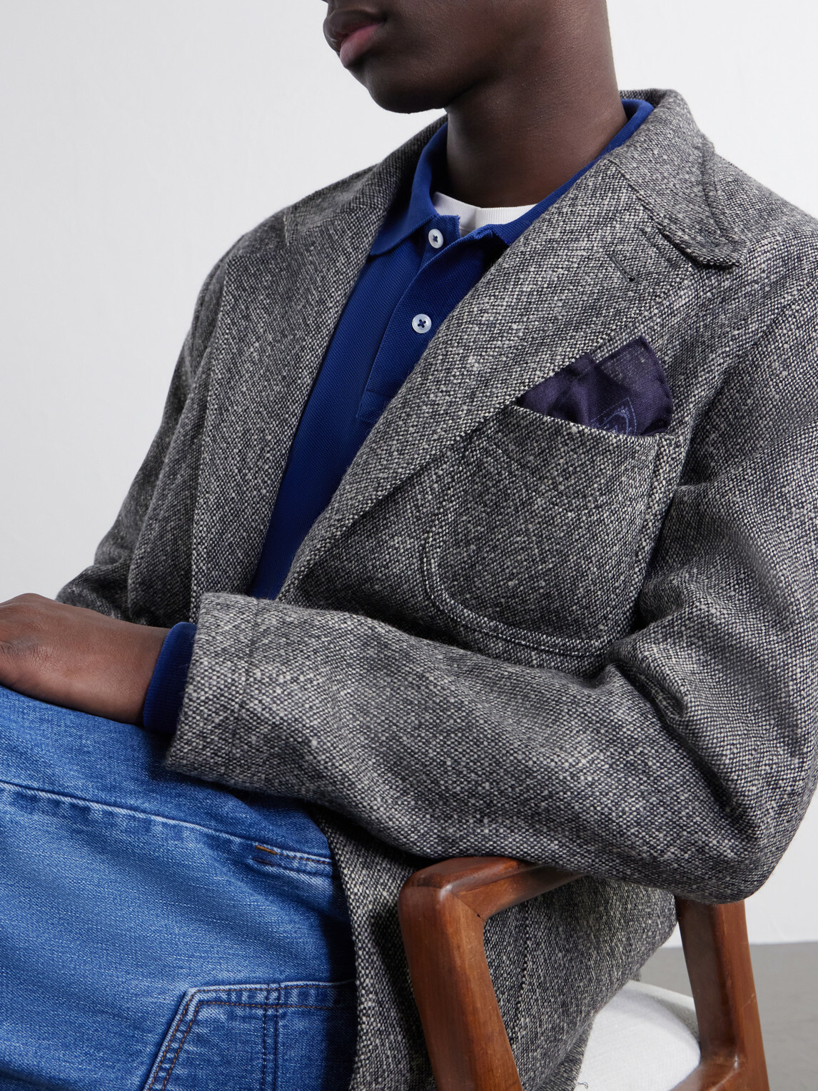 Drake's - Paisley-Print Silk and Wool-Blend Challis Pocket Square - Blue