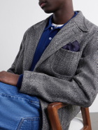 Drake's - Paisley-Print Silk and Wool-Blend Challis Pocket Square - Blue