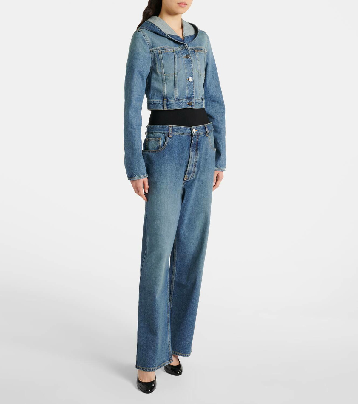 Alaïa Cropped hooded denim jacket