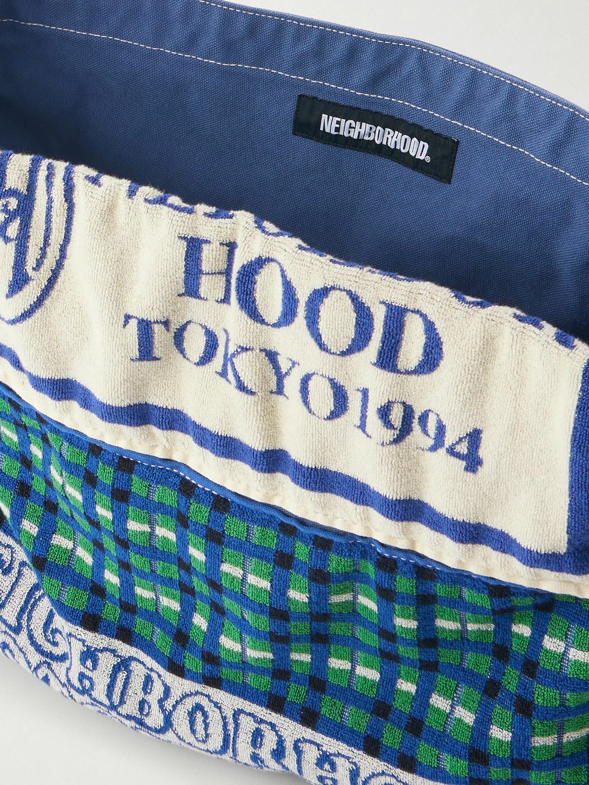 Neighborhood - Newspaper Mod Appliquéd Terry-Trimmed Cotton-Canvas Tote Bag