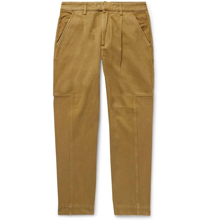 Photo: Folk - Fraction Pleated Panelled Cotton-Twill and Faille Trousers - Neutrals