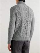 Anderson & Sheppard - Aran Cable-Knit Wool and Cashmere-Blend Rollneck Sweater - Gray