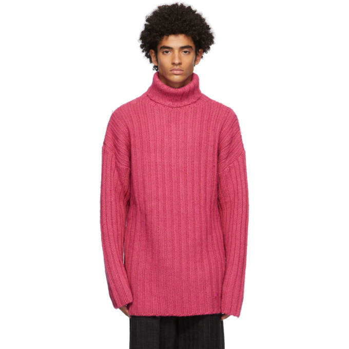 Photo: Our Legacy Pink Wool Large Rib Turtleneck