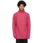 Our Legacy Pink Wool Large Rib Turtleneck